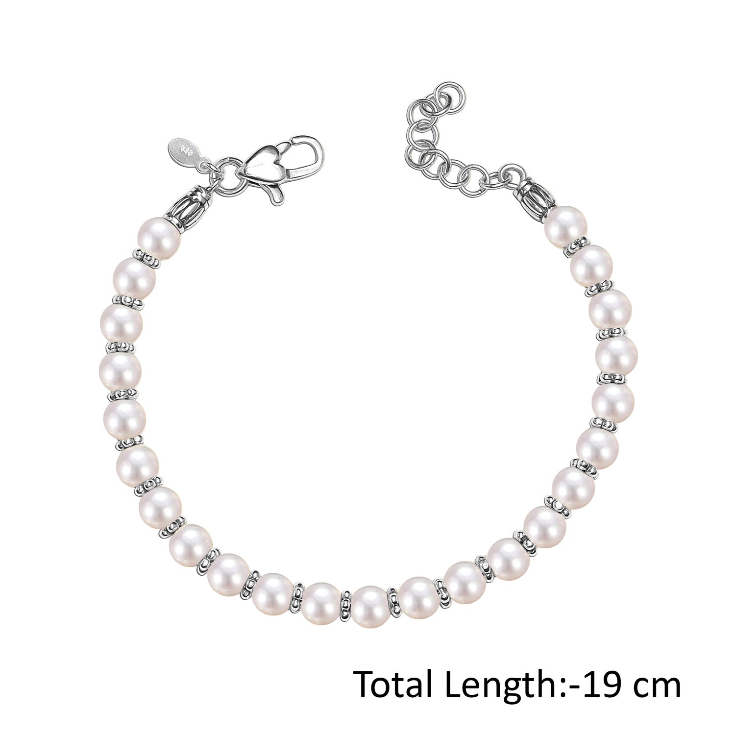 925 Sterling Silver Beaded Pearl Bracelets for Women and Girls