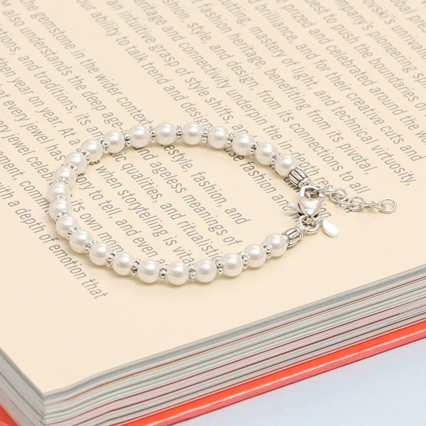 925 Sterling Silver Beaded Pearl Bracelets for Women and Girls