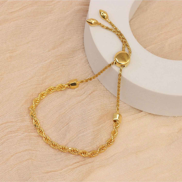 925 Sterling Silver 18K Gold Plated Corda Friendship Slider Adjustable Bracelet for Women Teen