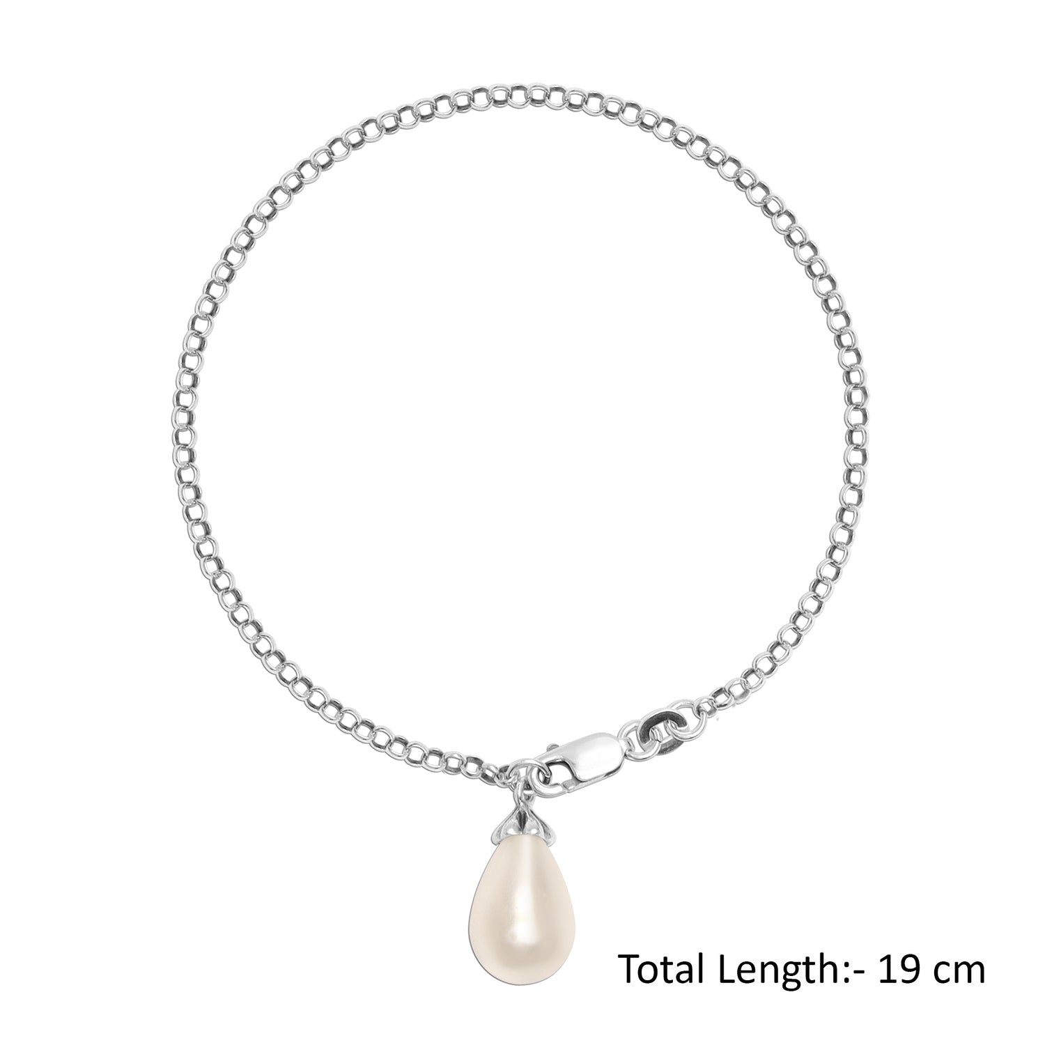 925 Sterling Silver Oval Freshwater Pearl Bracelet for Women