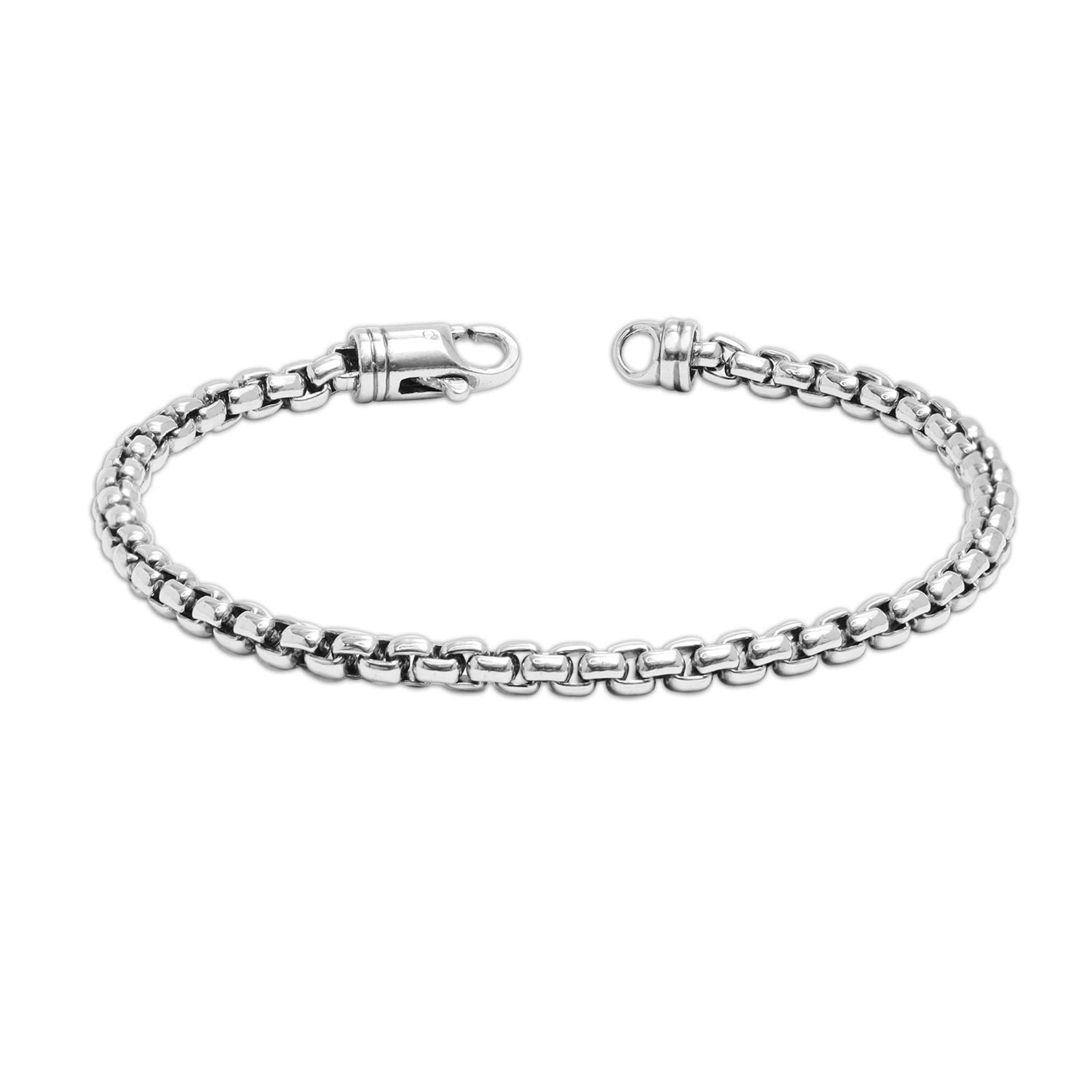 925 Sterling Silver Italian Oxidized 6MM Box Chain Lobaster Clasp Bracelet for Men and Boy's