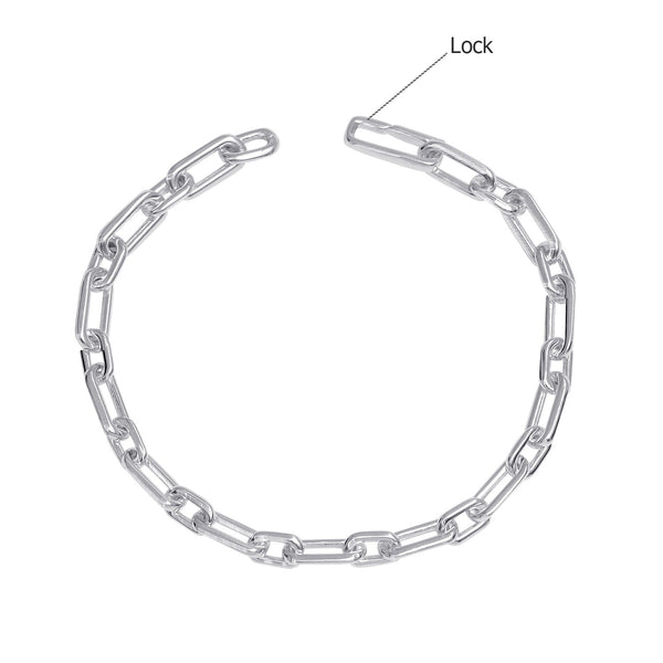 925 Sterling Silver Open Link Chain Bracelet for Men and Boys