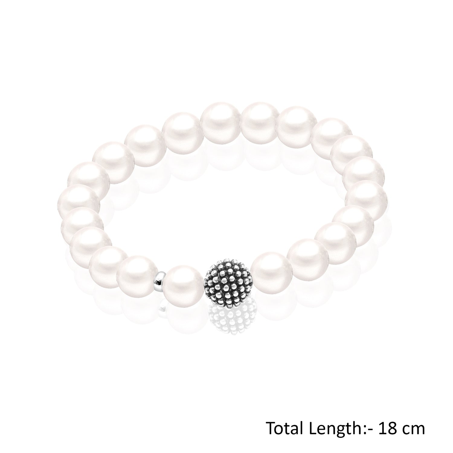 925 Sterling Silver Simulated Pearl Bracelet for Women