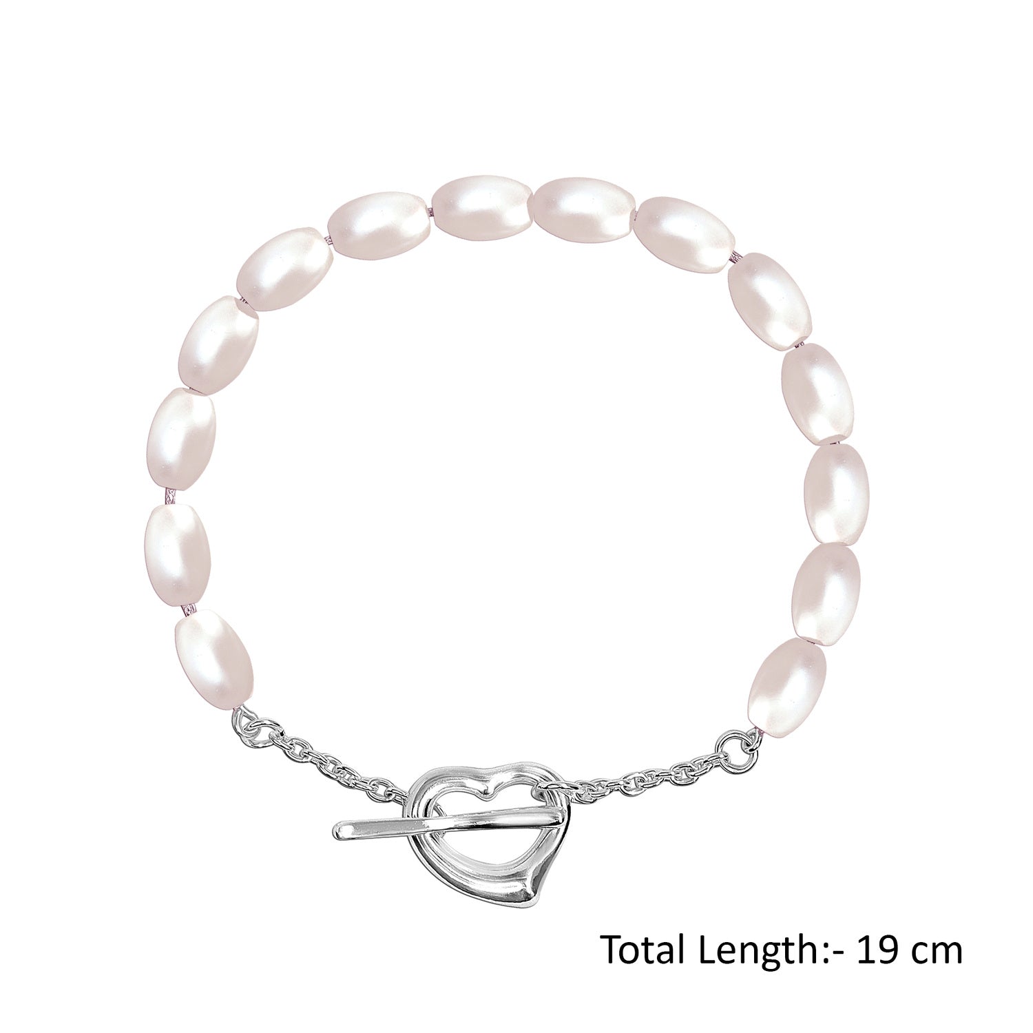 925 Sterling Silver Open Heart Pearl Bracelet for Teen and Women