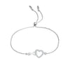 925 Sterling Silver Infinity Crystal Heart Bolo Bracelet for Women Teen