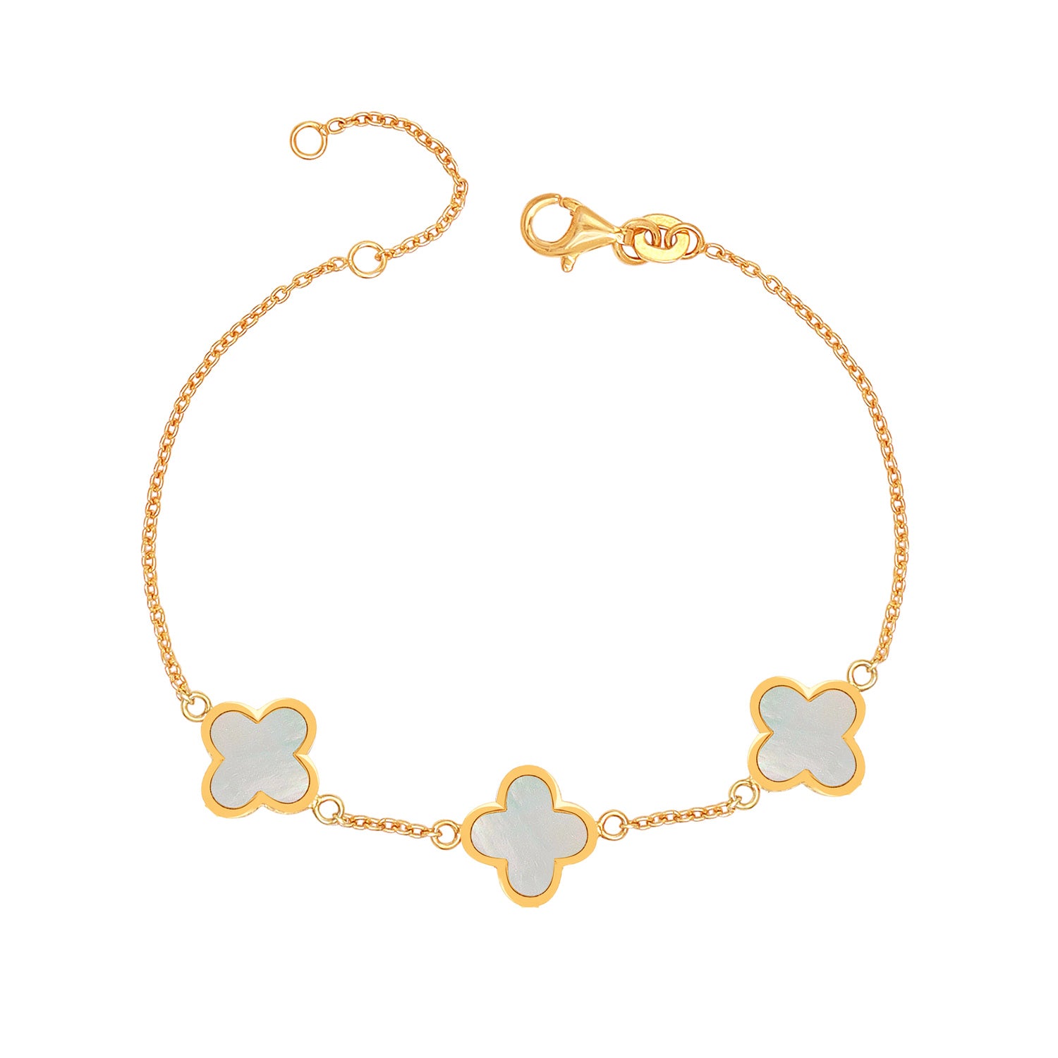 925 Sterling Silver 18K Gold-Plated Multi Clover Bracelet for Women Teen