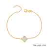 925 Sterling Silver 18K Gold-Plated Mother of Pearl Flower Clover Bracelet for Women Teen