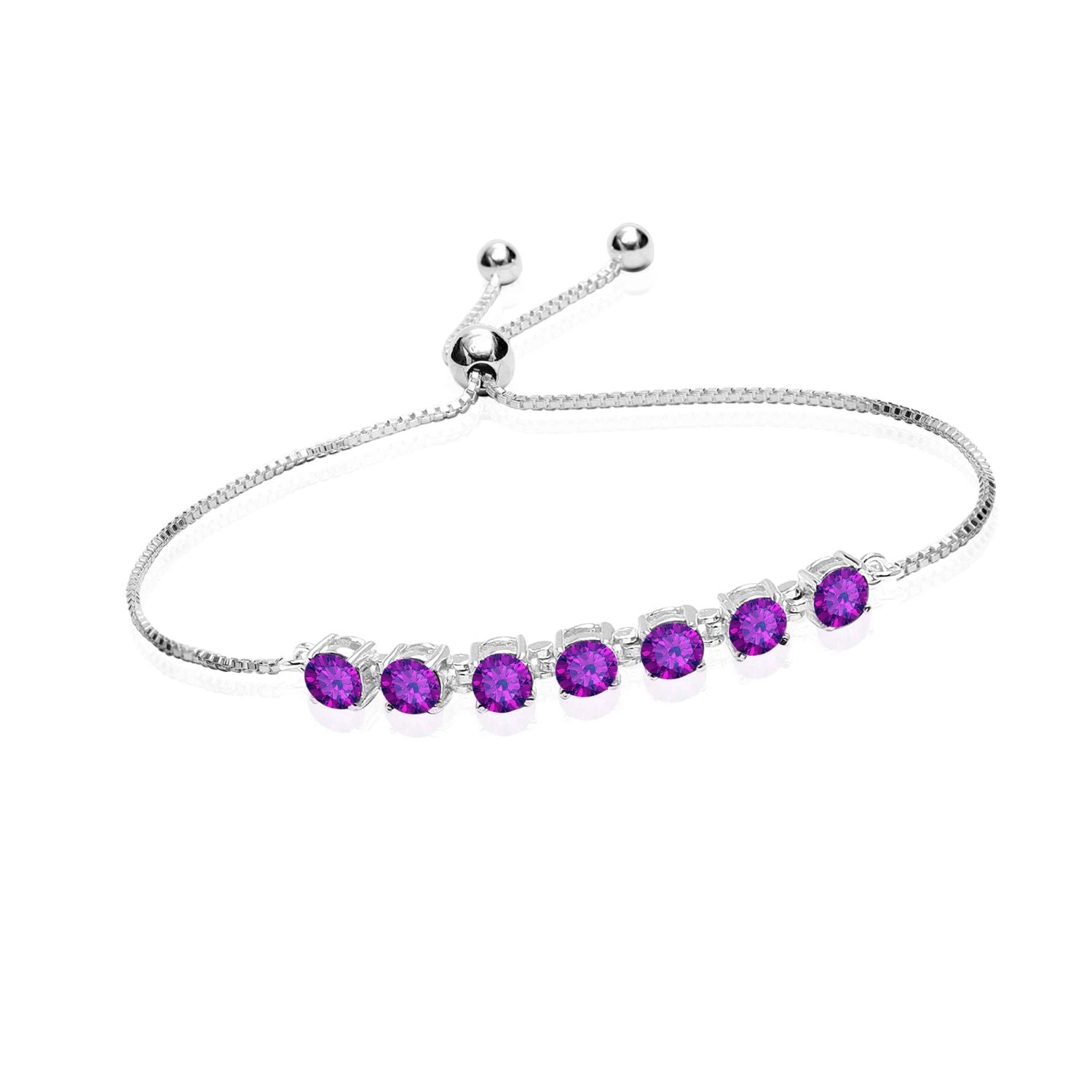 925 Sterling Silver Birthstone Adjustable Sliding Bolo Bracelets for Women and Girls