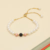 925 Sterling Silver Sliding Bolo Two Strand Pearl Stretch Bracelet for Women