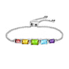 925 Sterling Silver Gemstone Sliding Bolo Bracelet for Women and Girls