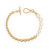 925 Sterling Silver 18K Gold-Plated Beaded Pearl Bracelet for Women