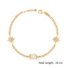 925 Sterling Silver 14K Gold Plated CZ Star Charm Pearl Bracelet for Women Teen