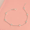 925 Sterling Silver Cubic Zirconia Classic Minimalist Cable Chain Bezel-Set Station Bracelet for Women