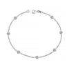 925 Sterling Silver Cubic Zirconia Classic Minimalist Cable Chain Bezel-Set Station Bracelet for Women