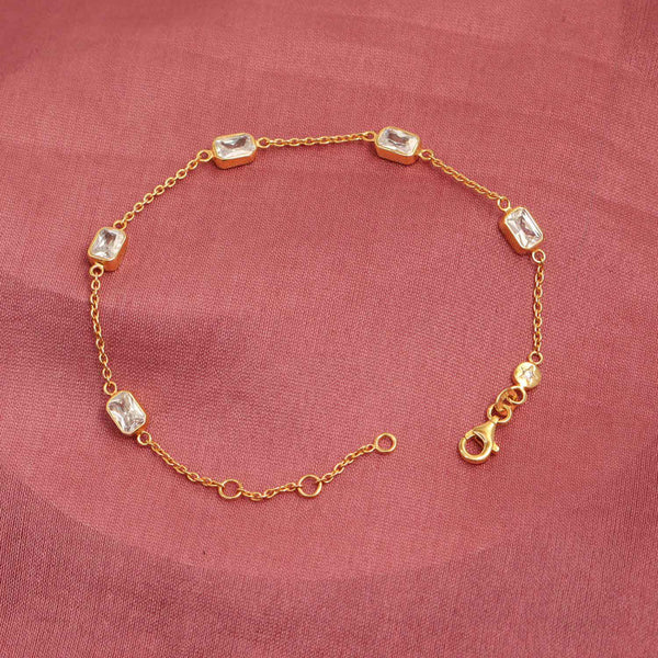 925 Sterling Silver 14K Gold Plated Octagonal Cut CZ Tennis Bracelet for Women