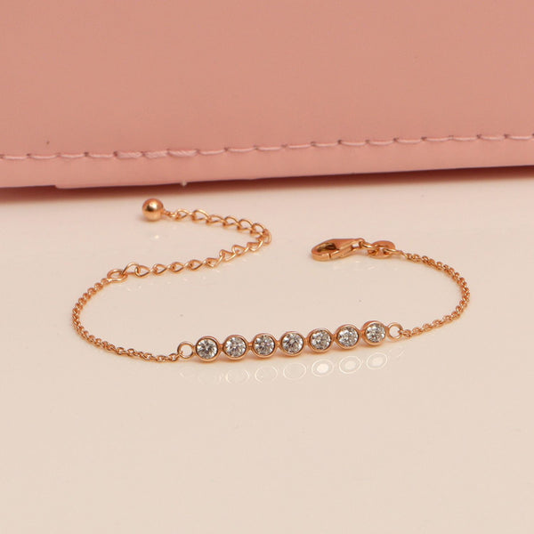 925 Sterling Silver 14K Rose Gold Plated CZ Adjustable Bubble Bracelet for Women