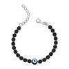 925 Sterling Silver Designer Evil Eye Adjustable Beaded Bracelet for Women