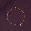 925 Sterling Silver 14K Gold Plated Protection Round Blue Evil Eye Bracelet for Women Teen