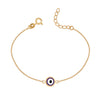 925 Sterling Silver 14K Gold Plated Protection Round Blue Evil Eye Bracelet for Women Teen