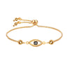 925 Sterling Silver 14K Gold-Plated Evil Eye Adjustable Bolo Bracelet for Women Teen