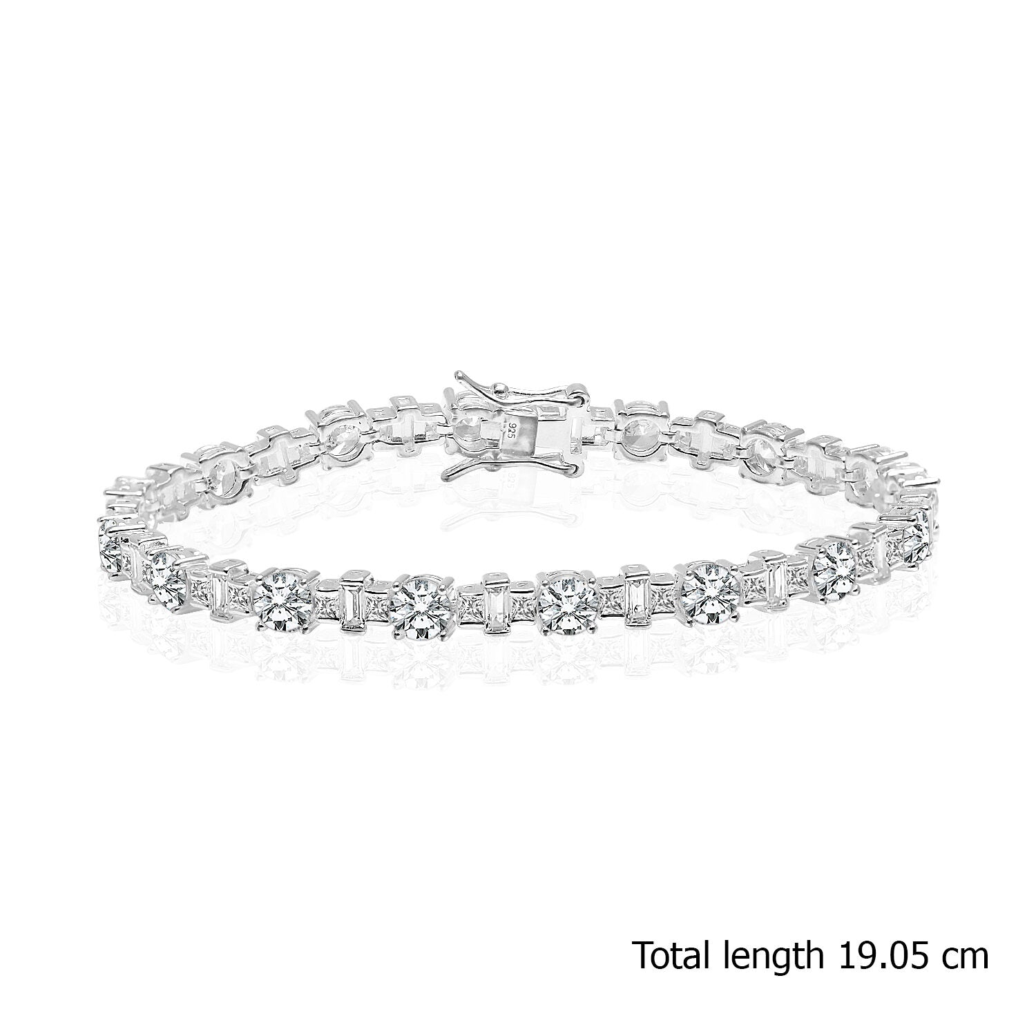 925 Sterling Silver Princess-Cut Square Tennis Classic Cubic Zirconia Bracelets for Women