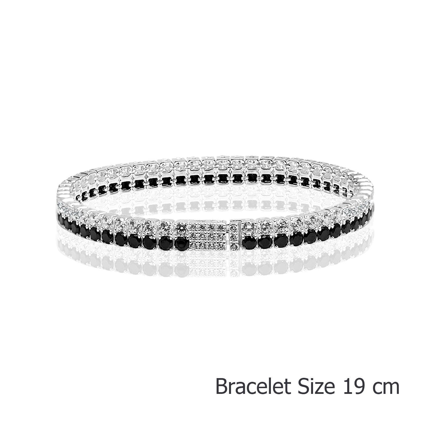 925 Sterling Silver Black and White Cubic Zirconia Classic Tennis Bracelet for Women