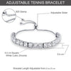 925 Sterling Silver Cubic Zirconia Sparkling Square Tennis Adjustable Bolo Bracelet for Women