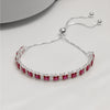 925 Sterling Silver Cubic Zirconia Tennis Ruby Birthstone Adjustable Bolo Bracelet for Women