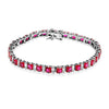 925 Sterling Silver Classic Cubic Zirconia & Ruby Tennis Bracelet for Women