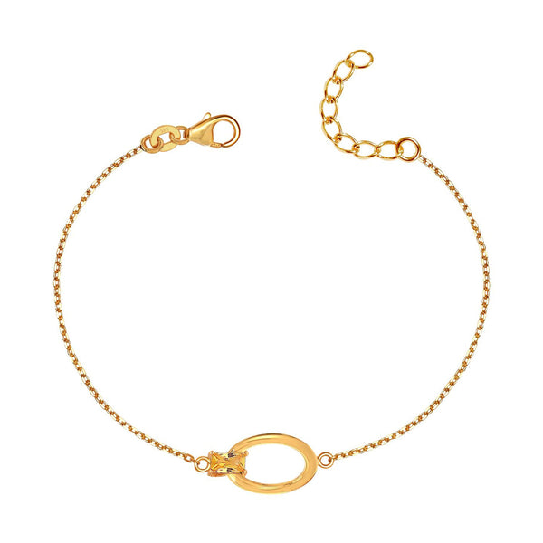 925 Sterling Silver 14K Gold-Plated Cubic Zirconia Minimalist Oval Chain Bracelet for Women