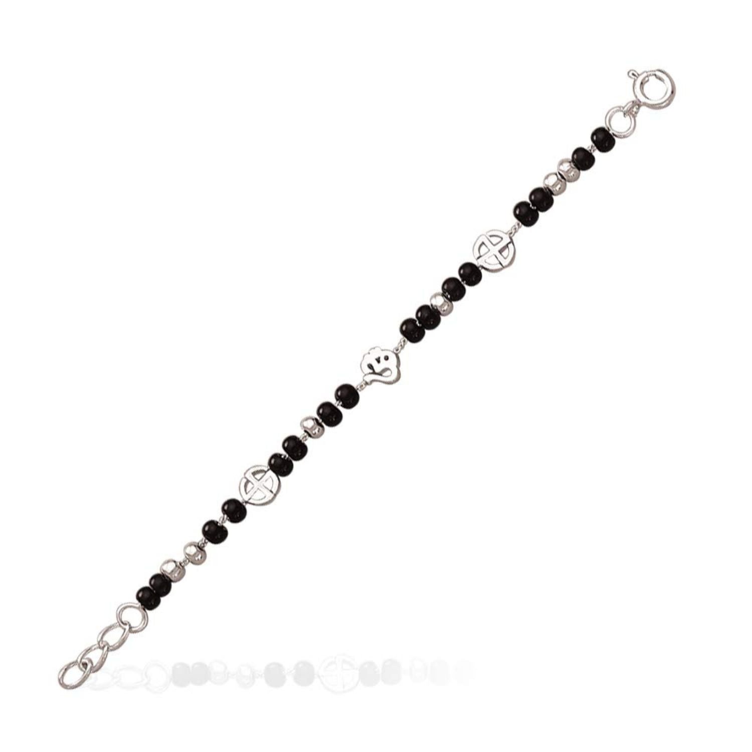 925 Sterling Silver Black Bead Nazariya Bracelet for Kids