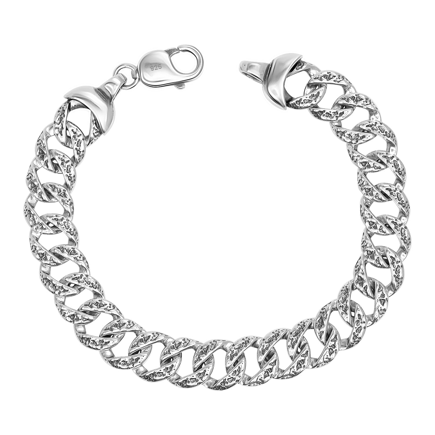 925 Sterling Silver Designer Curb Chain Oxidized Bracelet for Men's 22 CM