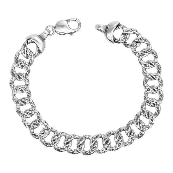 925 Sterling Silver Designer Curb Chain Oxidized Bracelet for Men's 22 CM