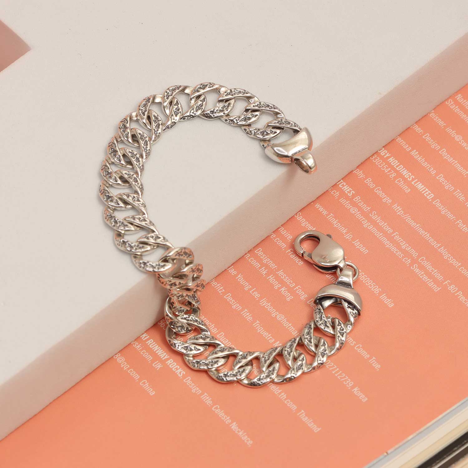 925 Sterling Silver Designer Curb Chain Oxidized Bracelet for Men's 22 CM