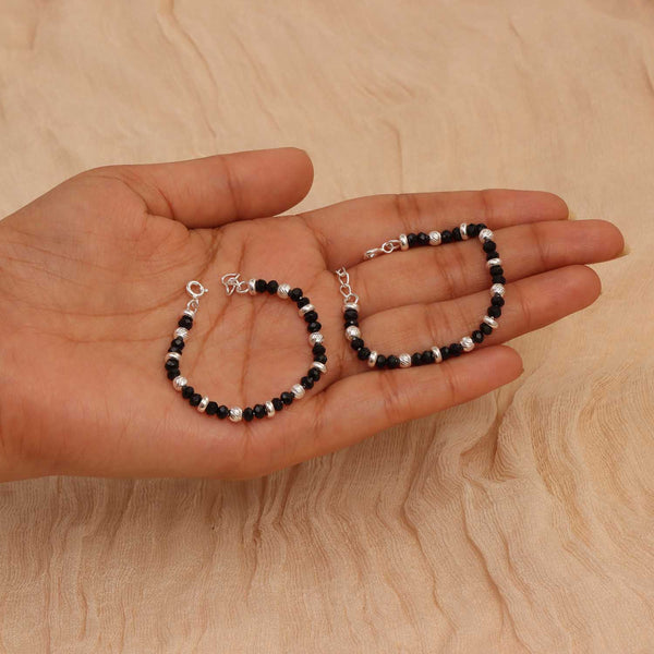 925 Sterling Silver Black Beads Nazariya Bracelet for Kids