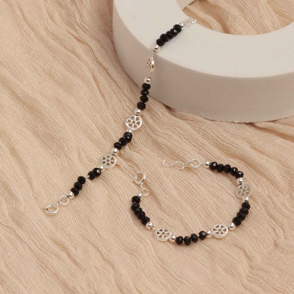 925 Sterling Silver Black Beads Nazariya Bracelet for Kids