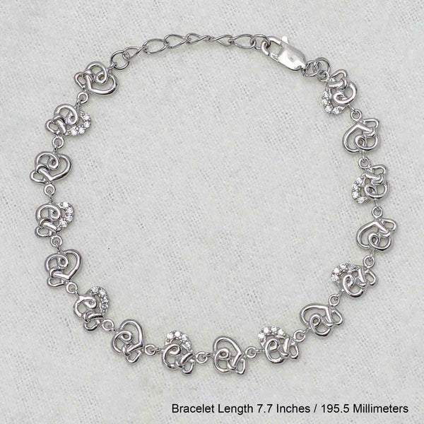 925 Sterling Silver Designer Cz Heart Style Tennis Bracelet for Women and Girls