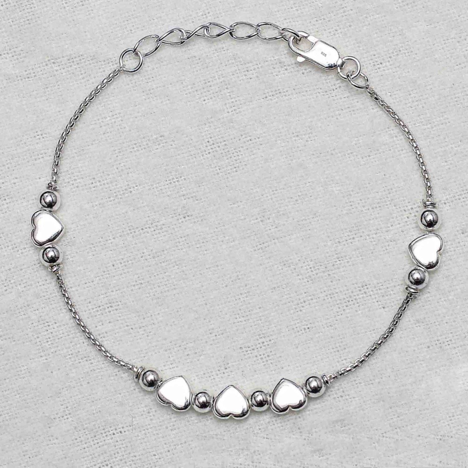 925 Sterling Silver Designer Heart Tennis Bracelet for Women and Girls