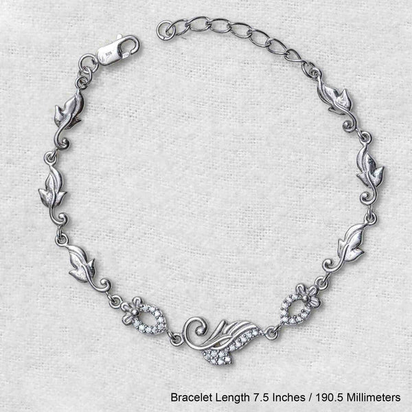 925 Sterling Silver Designer Cz Bracelet for Women and Girls 7.5 Inches