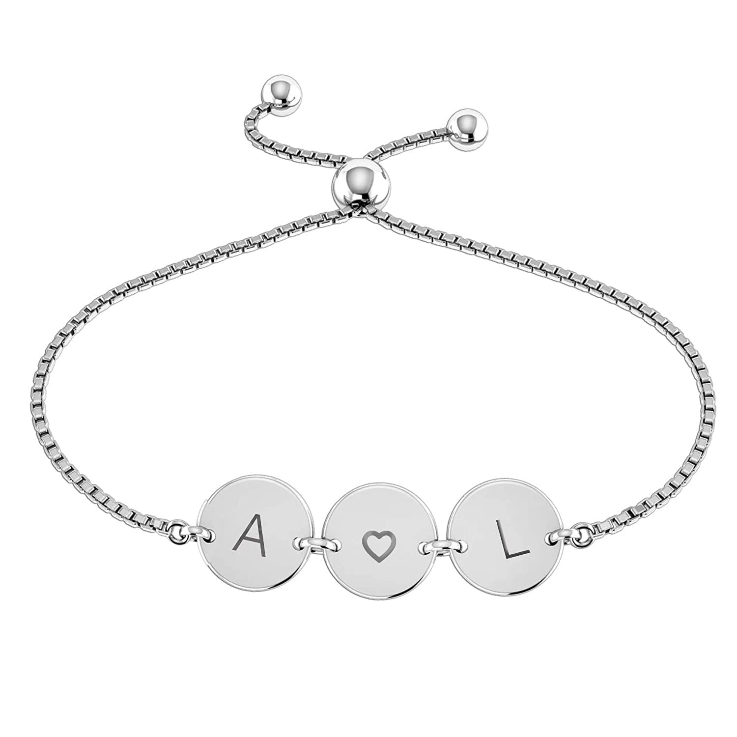 Personalised 925 Sterling Silver Initial Link Bracelet for Teen Women