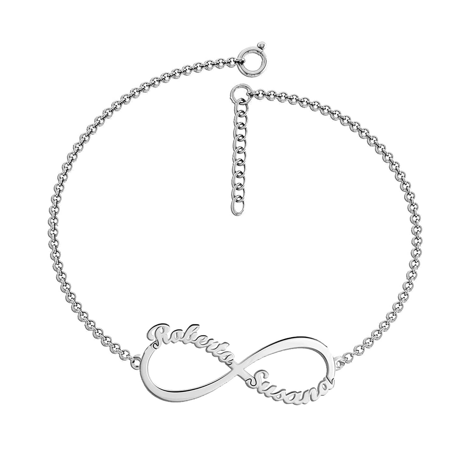 Personalised 925 Sterling Silver Initial Infinity Name Couple Bracelet for Teen Women