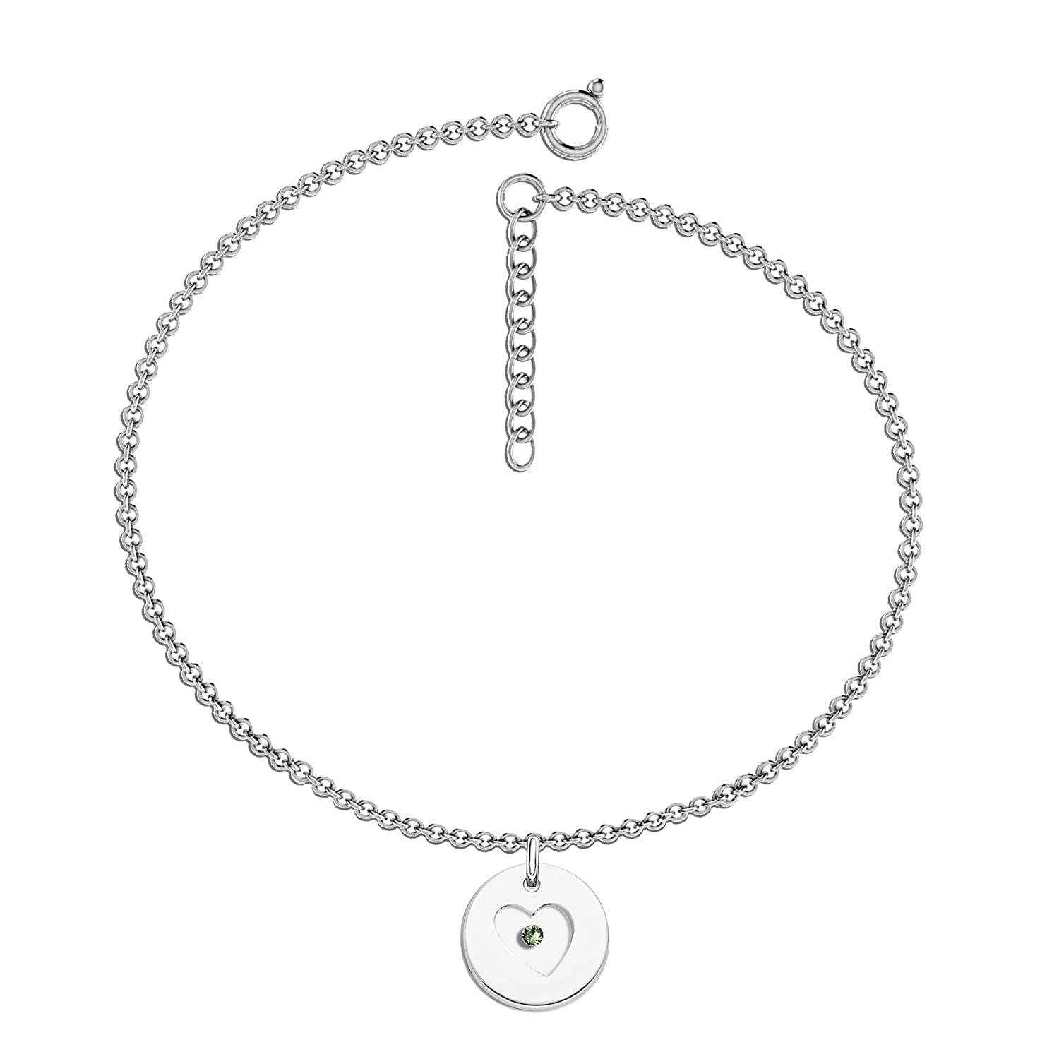 Personalised 925 Sterling Silver Message Heart Birthstone Bracelet for Teen Women