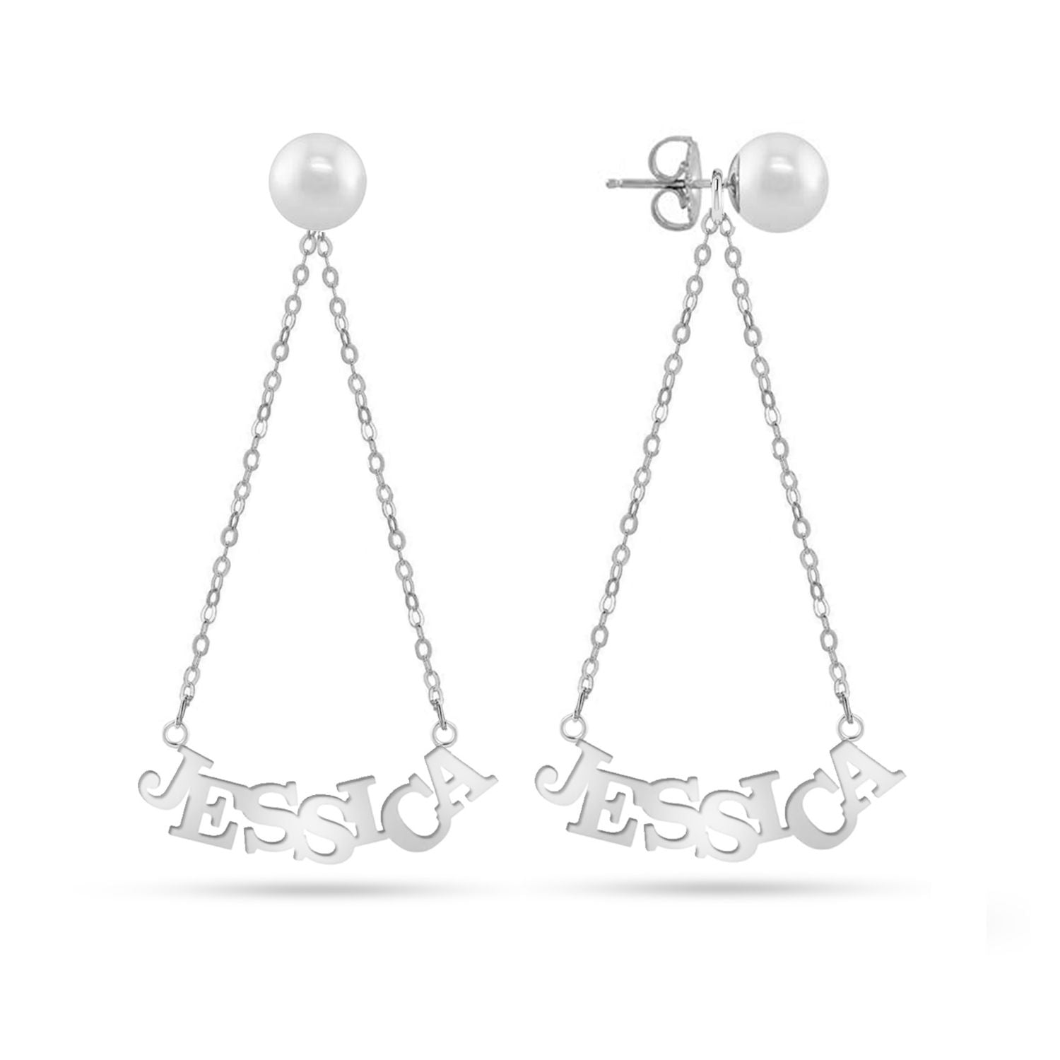Personalised 925 Sterling Silver Name Dangler Earrings for Teen Women