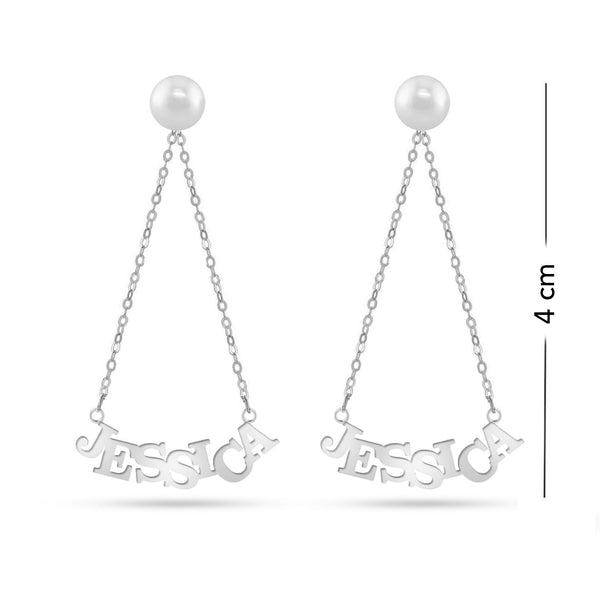 Personalised 925 Sterling Silver Name Dangler Earrings for Teen Women