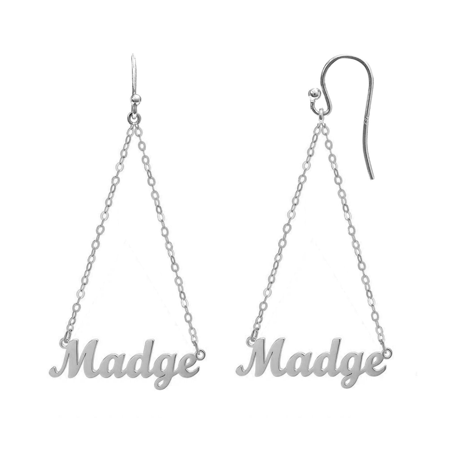 Personalised 925 Sterling Silver Name Dangler Earrings for Teen Women