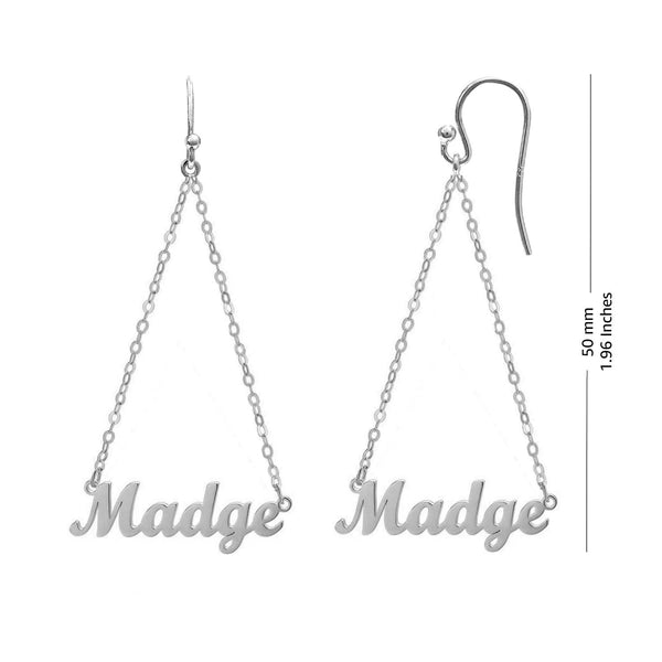 Personalised 925 Sterling Silver Name Dangler Earrings for Teen Women