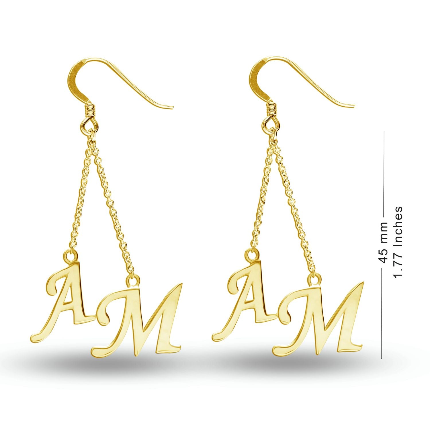 Personalised 925 Sterling Silver Gold Plated Initial Tassel Dangler Earrings for Teen Women