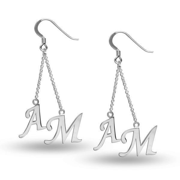 Personalised 925 Sterling Silver Initial Tassel Dangler Earrings for Teen Women