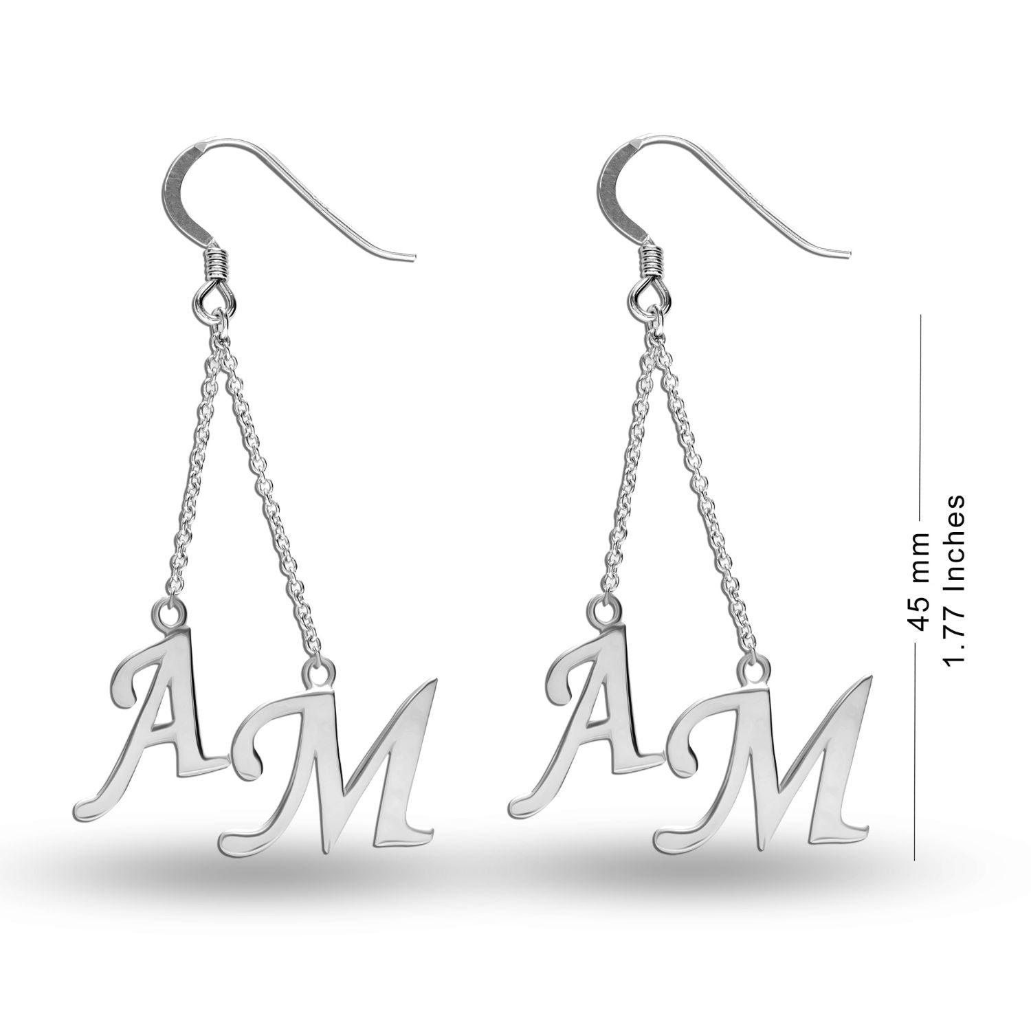 Personalised 925 Sterling Silver Initial Tassel Dangler Earrings for Teen Women