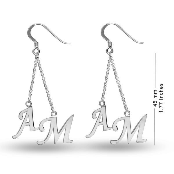 Personalised 925 Sterling Silver Initial Tassel Dangler Earrings for Teen Women